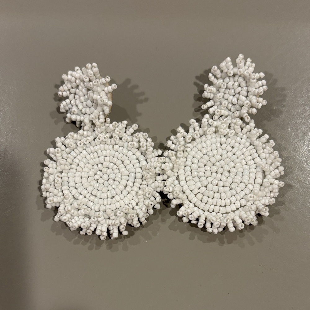 Elegant White Beaded Earrings